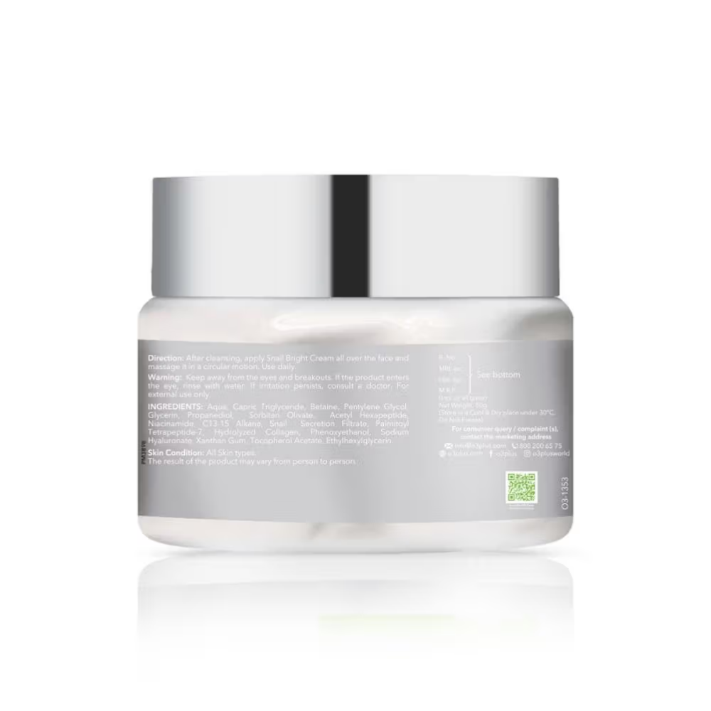O3+ Snail Bright Mucin Gel Cream Moisturiser For Korean Glass Glow & Barrier Repair