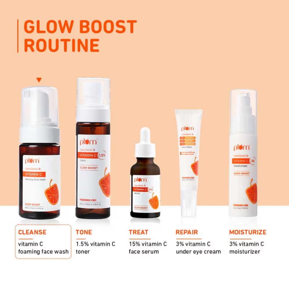 Plum Vitamin C Foaming Face Wash With Mandarin For Glowing Skin & Gentle Cleansing