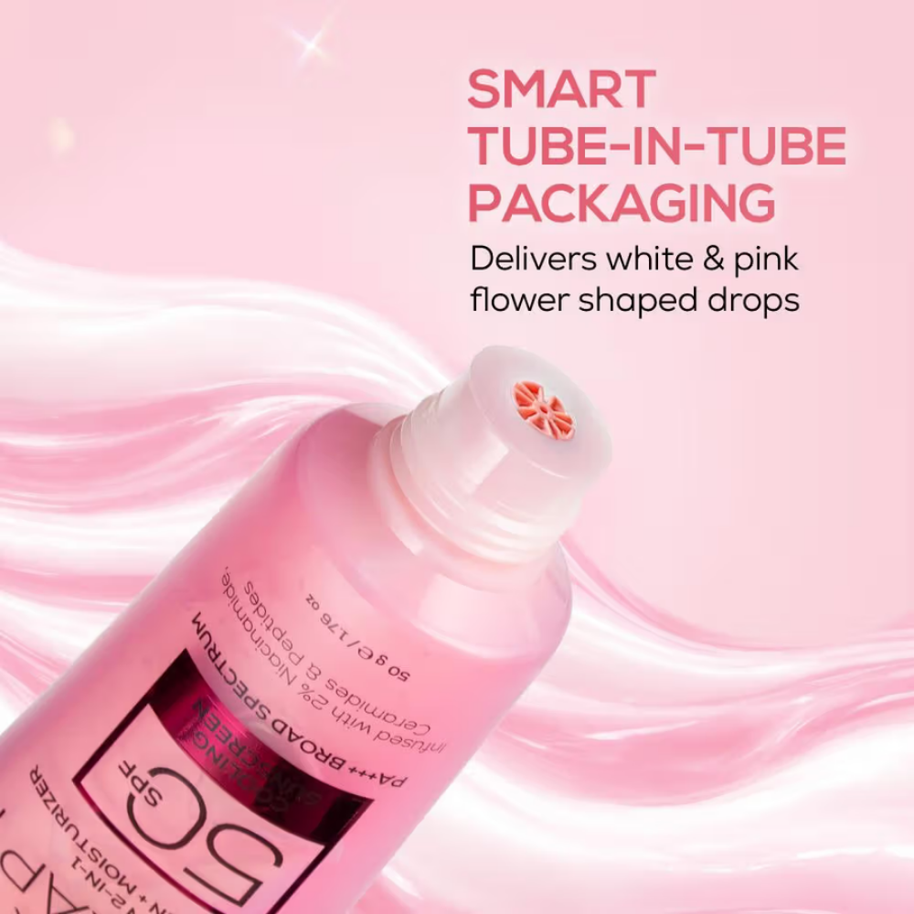 RENEE Pink Therapy PDRN 2-In-1 Sunscreen + Moisturizer SPF 50 PA+++ With Niacinamide, In-Vivo Tested