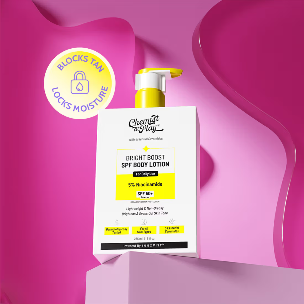 Chemist at Play Bright Boost SPF Body Lotion, SPF 50+ PA++++, Lightweight, 24 hours Moisturization