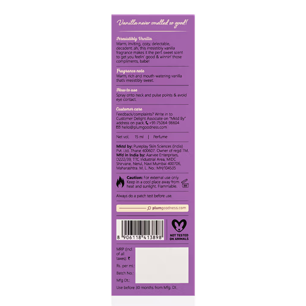 Plum BodyLovin Vanilla Vibes Eau De Parfum - Long Lasting Warm Vanilla Perfume