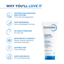 Bioderma Atoderm Creme Ultra-Nourising Moisturising Cream Boosts Hyaluronic Acid, Ceramides