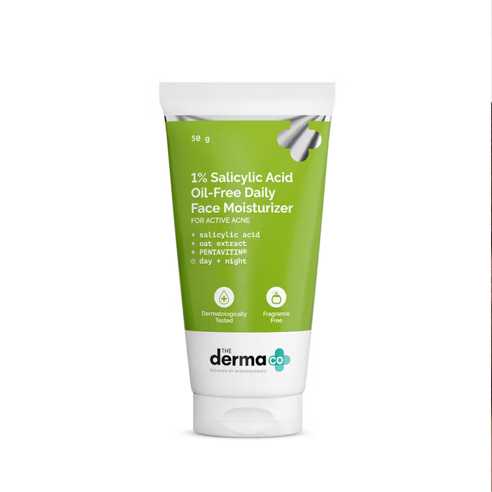 The Derma Co 1% Salicylic Acid Oil-free Moisturizer for Face With Oat Extract For Active Acne