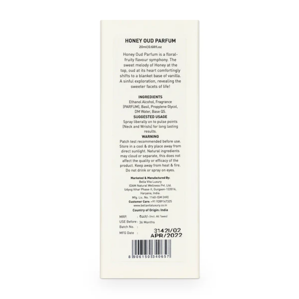 Bella Vita Honey Oud Perfume