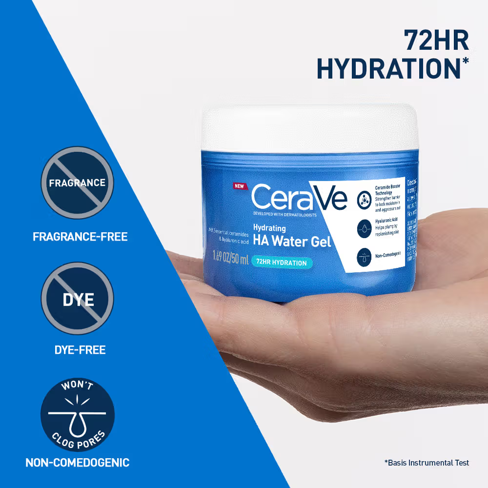 CeraVe HA Water Gel Oil-Free Face Moisturizer with Hyaluronic Acid & Ceramides for Plumpy Hydration