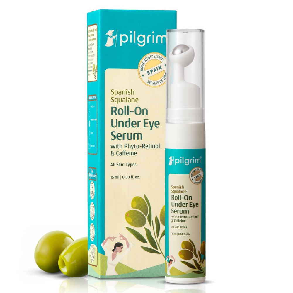 Pilgrim Squalane Roll-On Under Eye Eream Serum with Phyto-Retinol & Caffeine