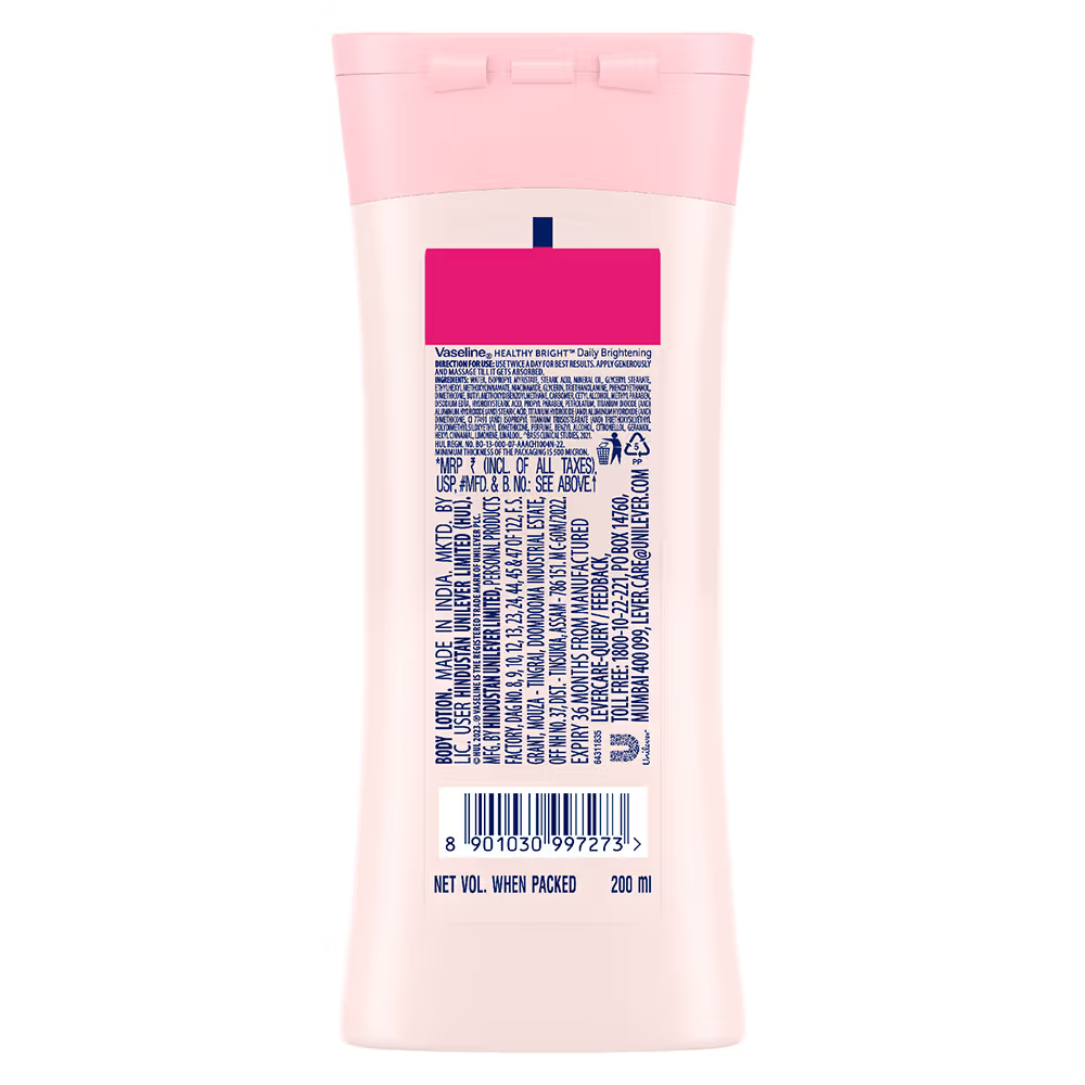 Vaseline Daily Brightening Body Lotion For Healthy & Glowing Skin With Niacinamide
