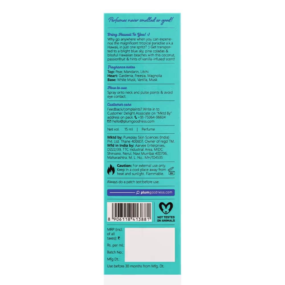 Plum BodyLovin Hawaiian Rumba Eau De Parfum Long Lasting Tropical Perfume