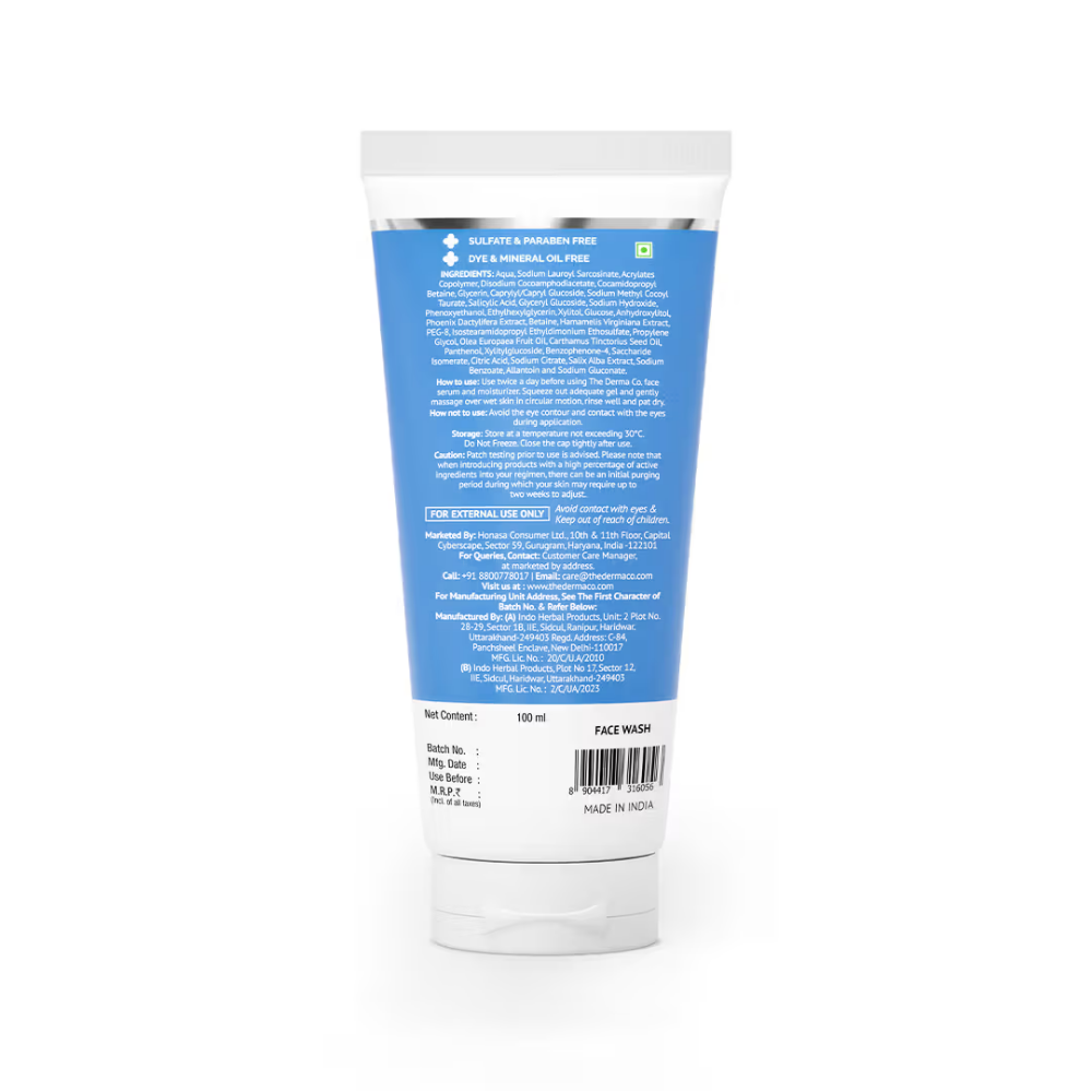 The Derma Co 2% Salicylic Acid Gel Face Wash for Oily Skin with Salicylic Acid & Witch Hazel