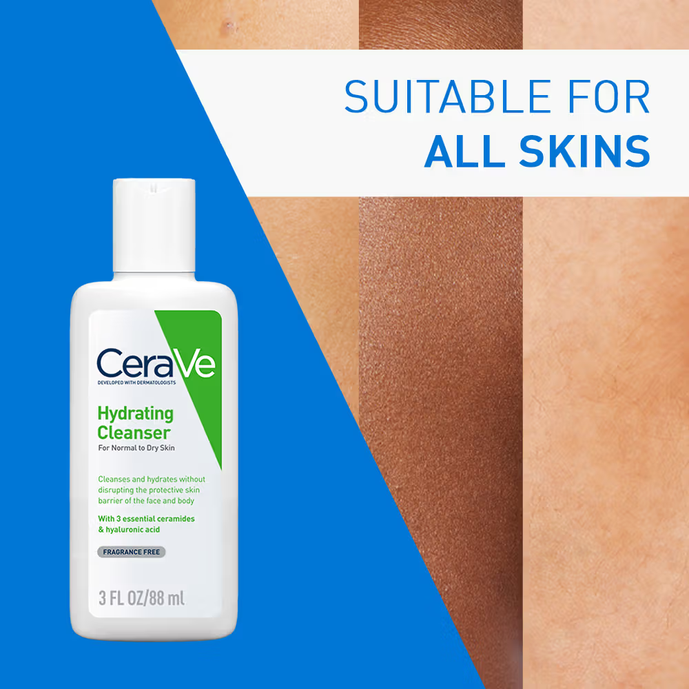 CeraVe Hydrating Cleanser Non-Foaming Face Wash for Dry Skin with Ceramides & Hyaluronic Acid