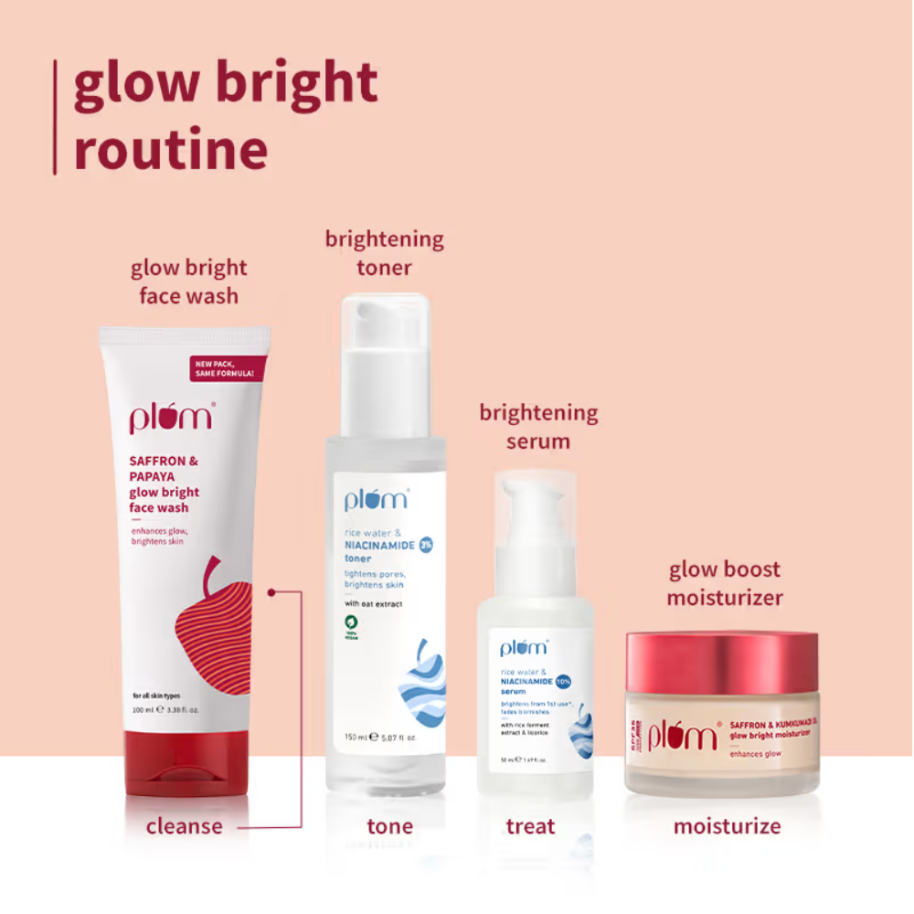 Plum Saffron & Papaya Glow Bright Gel Face Wash For Daily Use - Fights Dullness & Evens Skin Tone