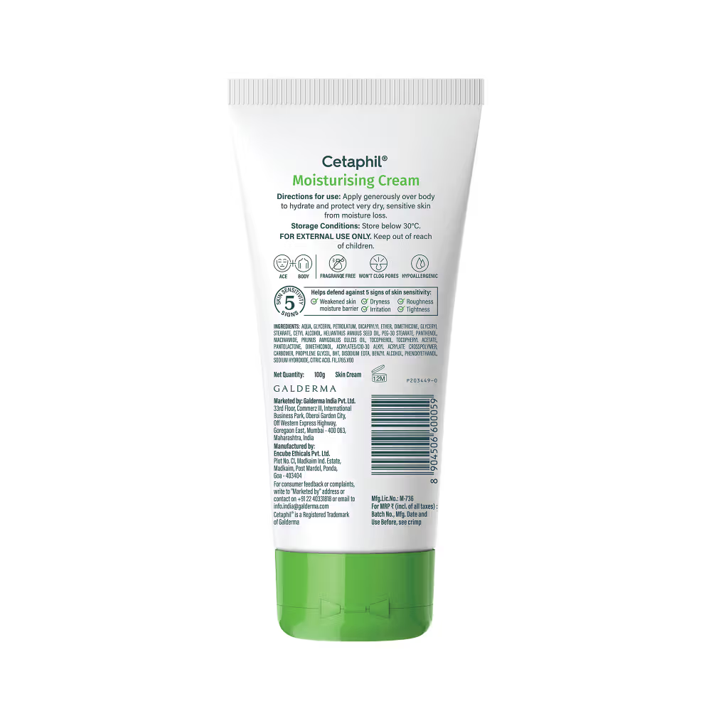 Cetaphil Moisturising Cream for dry to very dry Sensitive skin, Dermatologist Recommended