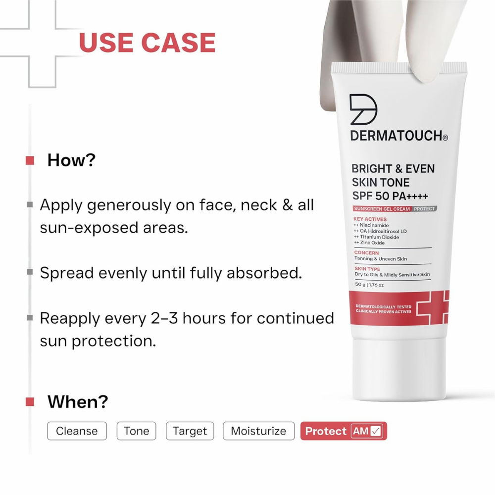 DERMATOUCH Bright & Even Skin Tone SPF 50 PA++++ Sunscreen Gel Cream