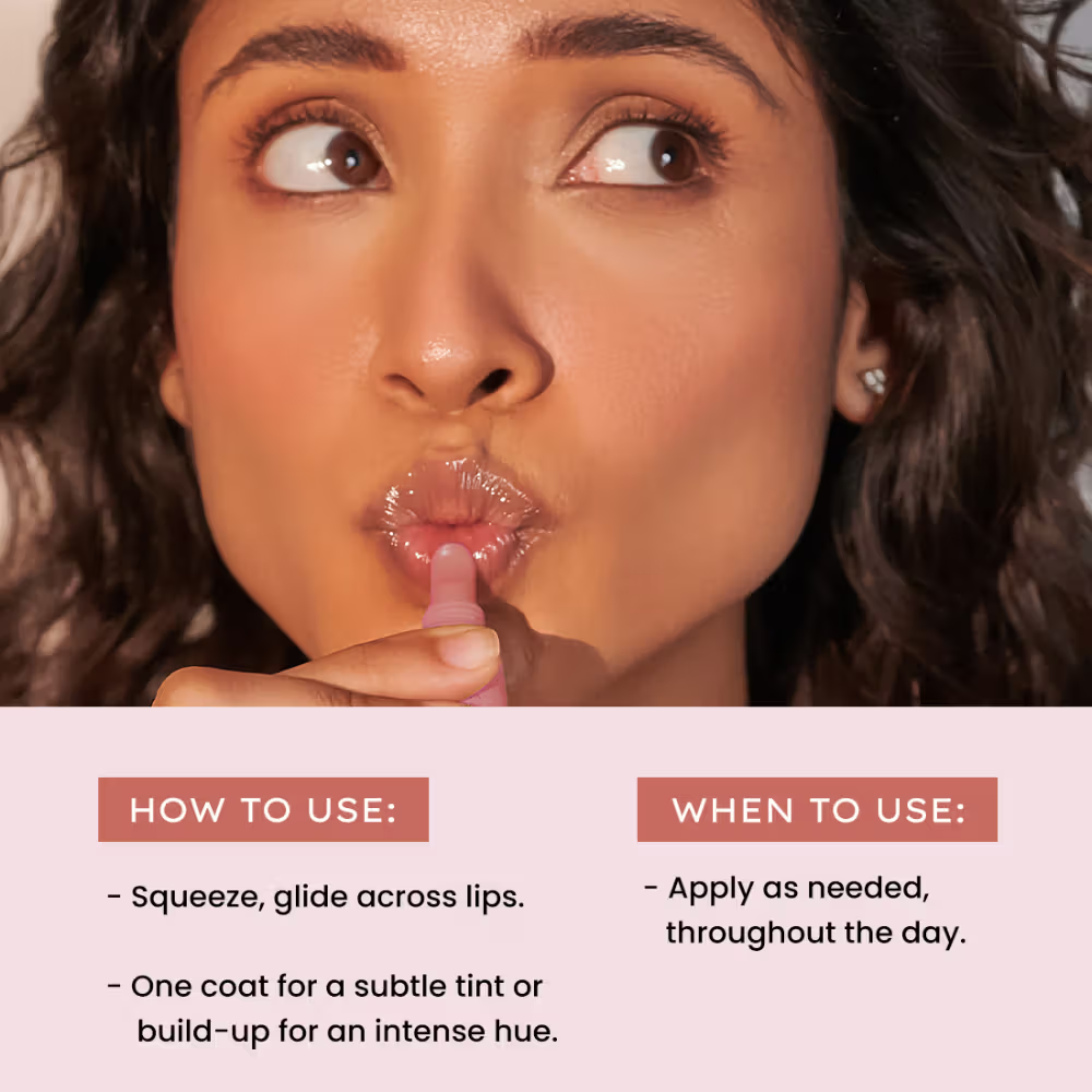 Hyphen Tinted Lip Balm - Hazel, 1% Vit E, 2% Squalane & Peptides, Brightens, Moisturizes Dry Lips