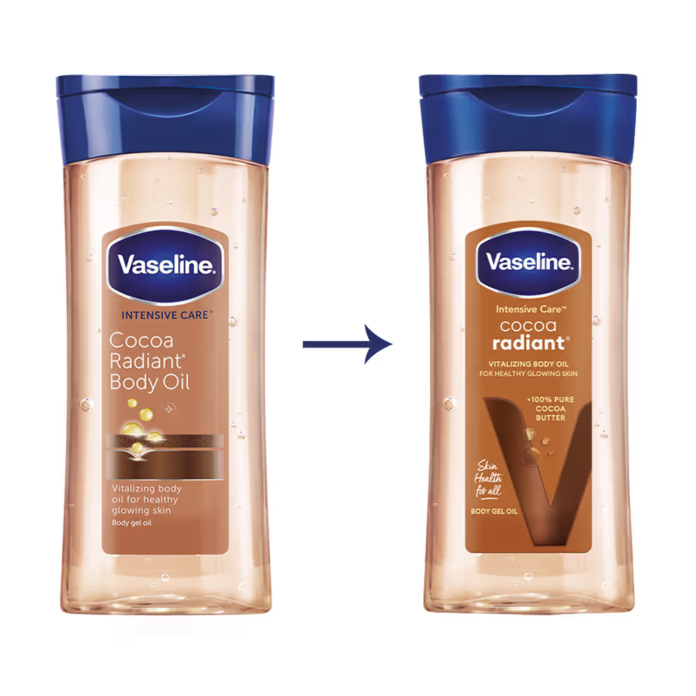 Vaseline Cocoa Radiant Body Oil with Pure Cocoa Butter & Shimmer Glow, For Dull Skin & Healthy Glow