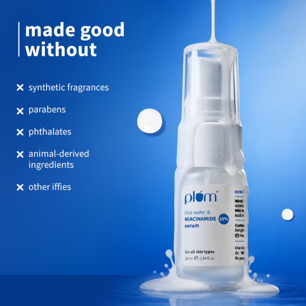 Plum 10% Niacinamide Brightening Face Serum with Rice Water & Ferment - Fades Blemishes & Acne Marks