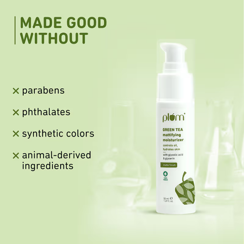 Plum Green Tea Mattifying Moisturizer With Glycolic Acid & Glycerin For matte finish controls oil,hydrates skin