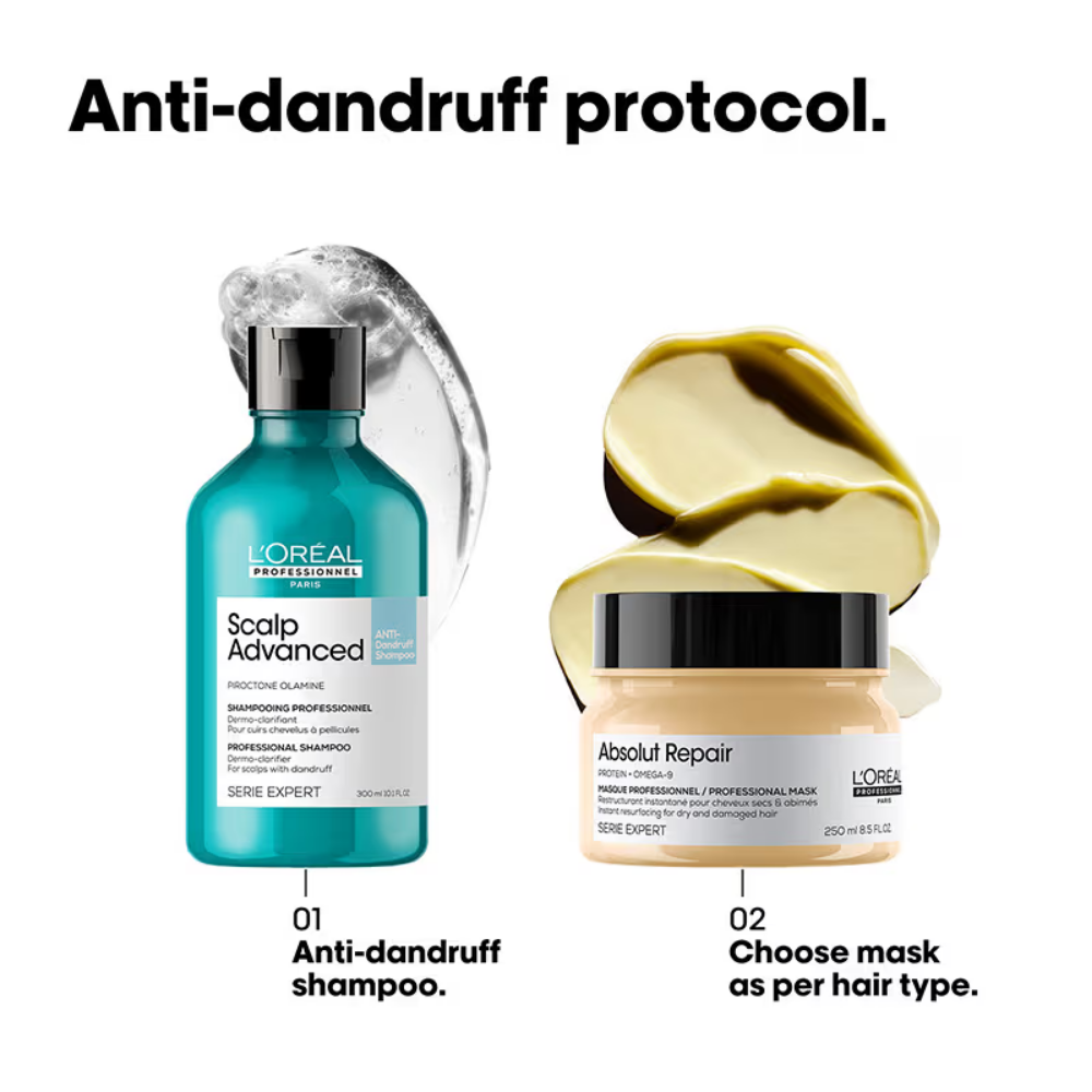 L'Oreal Professionnel Scalp Advanced Anti-Dandruff Dermo-Clarifier Shampoo+ Absolut Repair Hair Mask