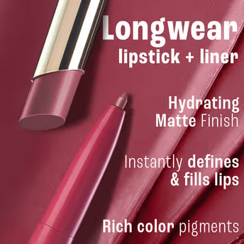 Lakme 9to5 Hya Beach Edit, Lipstick + Liner Duo, SPF 30, Hydrating Matte - Afterhours Red