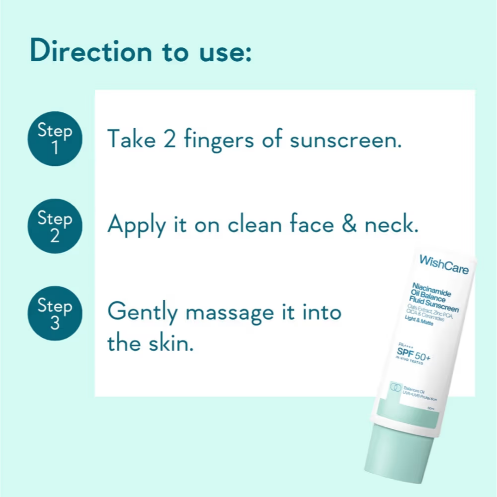 Wishcare Niacinamide Oil-Balance Sunscreen SPF50+ PA++++ | In-Vivo Tested | Light & Matte| Oily Skin