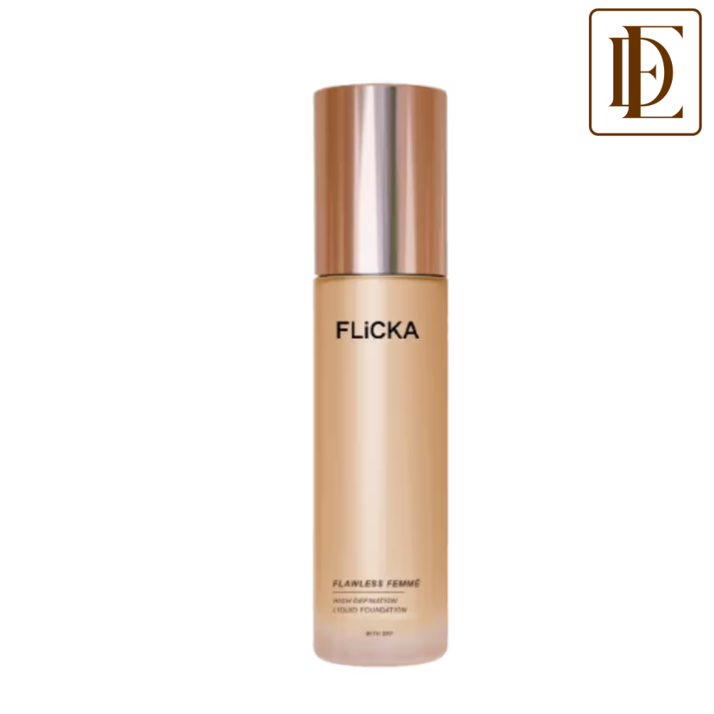 FLiCKA Flawless Femme HD Liquid Foundation Dewy Finish Long Lasting Medium High Coverage
